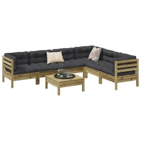 7-piece garden sofa set with impregnated pine wood cushions by , Garden sets - Ref: Foro24-3299473, Price: 618,99 €, Discount: %