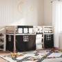 Bunk bed with black and white pine solid wood curtains 90x200 cm by , Beds and slatted bases - Ref: Foro24-3283892, Price: 17...