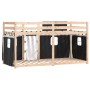 Bunk bed with black and white pine solid wood curtains 90x200 cm by , Beds and slatted bases - Ref: Foro24-3283892, Price: 17...