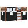 Litera con cortinas madera maciza pino blanco y negro 80x200 cm de , Camas y somieres - Ref: Foro24-3283922, Precio: 178,72 €...