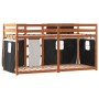 Litera con cortinas madera maciza pino blanco y negro 80x200 cm de , Camas y somieres - Ref: Foro24-3283922, Precio: 178,72 €...