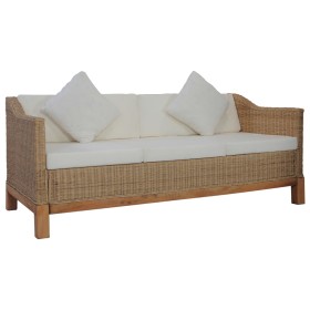 3-seater sofa with natural rattan cushions by vidaXL, Sofas - Ref: Foro24-283077, Price: 647,99 €, Discount: %