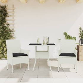 Garden dining set 3 pieces with white glass synthetic rattan cushions by , Garden sets - Ref: Foro24-3278613, Price: 230,95 €...