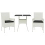 Set comedor jardín 3 pzas cojines ratán sintético vidrio blanco de , Conjuntos de jardín - Ref: Foro24-3278613, Precio: 229,9...