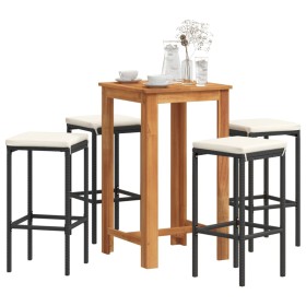 Garden table and stools 5 pcs acacia wood PE rattan black by , Garden sets - Ref: Foro24-3295270, Price: 231,53 €, Discount: %