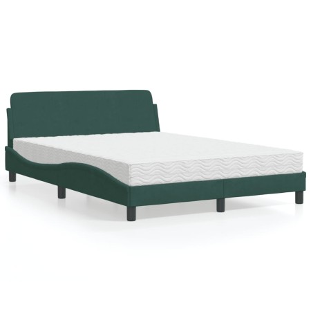 Bed with dark green velvet mattress 140x190 cm by , Beds and slatted bases - Ref: Foro24-3208394, Price: 340,81 €, Discount: %