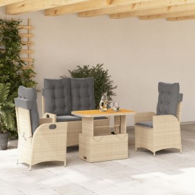 Garten-Essgruppe mit Kissen, 4-teilig, beiges synthetisches Rattan von , Gartensets - Ref: Foro24-3277491, Preis: 539,99 €, R...