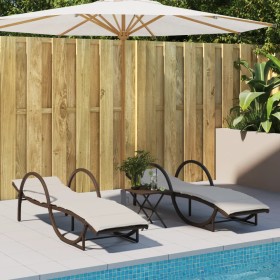 Sun loungers with cushions 2 units brown synthetic rattan by , Loungers - Ref: Foro24-3277308, Price: 305,99 €, Discount: %