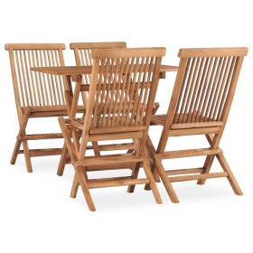 Klappbare Garten-Essgruppe 5-teilig aus massivem Teakholz von , Gartensets - Ref: Foro24-3059976, Preis: 321,09 €, Rabatt: %