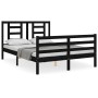 Estructura cama de matrimonio con cabecero madera maciza negro de vidaXL, Camas y somieres - Ref: Foro24-3194680, Precio: 159...