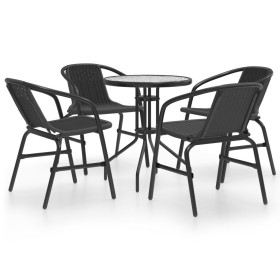 Juego de comedor de jardín de 5 piezas negro de , Conjuntos de jardín - Ref: Foro24-3080088, Precio: 228,27 €, Descuento: %