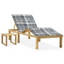 Garden lounger with impregnated pine wood table and cushion by , Loungers - Ref: Foro24-3065878, Price: 134,27 €, Discount: %