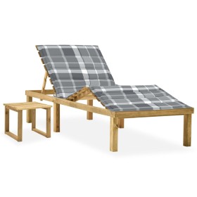 Garden lounger with impregnated pine wood table and cushion by , Loungers - Ref: Foro24-3065878, Price: 134,27 €, Discount: %