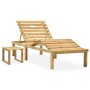 Garden lounger with impregnated pine wood table and cushion by , Loungers - Ref: Foro24-3065878, Price: 134,27 €, Discount: %