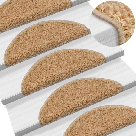 Stair tread carpets 15 units cream 56x17x3 cm by vidaXL, Stair mats - Ref: Foro24-133896, Price: 67,99 €, Discount: %