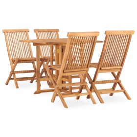 Klappbare Garten-Essgruppe 5-teilig aus massivem Teakholz von , Gartensets - Ref: Foro24-3059981, Preis: 342,03 €, Rabatt: %