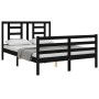 Double bed frame with black solid wood headboard by vidaXL, Beds and slatted bases - Ref: Foro24-3194680, Price: 159,80 €, Di...