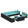 Set de muebles de jardín 14 pzas cojines ratán sintético negro de , Conjuntos de jardín - Ref: Foro24-3102865, Precio: 1,00 €...