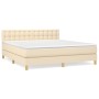 Cama box spring con colchón tela color crema 160x200 cm de , Camas y somieres - Ref: Foro24-3140950, Precio: 499,13 €, Descue...