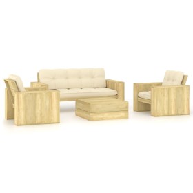 Set muebles de jardín y cojines 4 pzas madera pino impregnada de , Conjuntos de jardín - Ref: Foro24-3065782, Precio: 652,89 ...