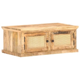 Couchtisch aus massivem Mangoholz, natürliches Rohrgeflecht, 90 x 50 x 35 cm von vidaXL, Couchtisch - Ref: Foro24-289089, Pre...