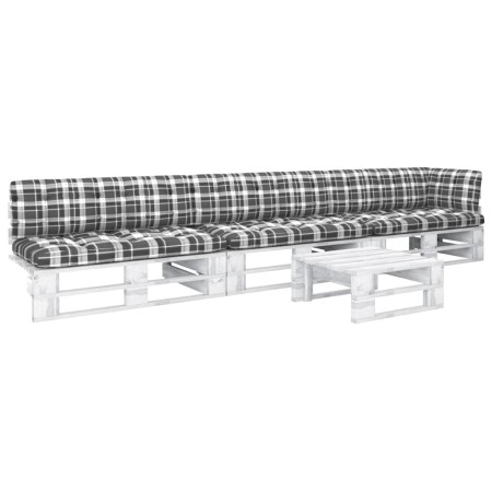 4-piece pallet furniture and white impregnated pine wood cushions by , Garden sets - Ref: Foro24-3066722, Price: 366,52 €, Di...