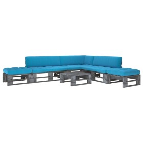 6-piece pallet furniture and gray impregnated pine wood cushions by , Garden sets - Ref: Foro24-3066845, Price: 480,99 €, Dis...