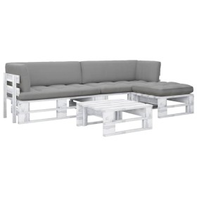 4-piece pallet furniture and white impregnated pine wood cushions by , Garden sets - Ref: Foro24-3066783, Price: 332,07 €, Di...