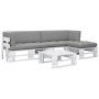 4-piece pallet furniture and white impregnated pine wood cushions by , Garden sets - Ref: Foro24-3066783, Price: 332,99 €, Di...