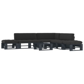 6-piece pallet furniture and black impregnated pine wood cushions by , Garden sets - Ref: Foro24-3066872, Price: 459,99 €, Di...