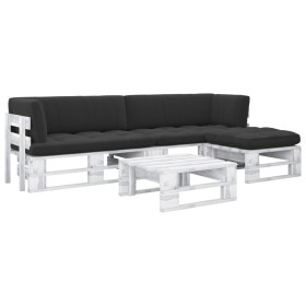 4-piece pallet furniture and white impregnated pine wood cushions by , Garden sets - Ref: Foro24-3066788, Price: 338,34 €, Di...