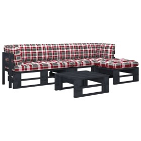 4-piece pallet furniture and black impregnated pine wood cushions by , Garden sets - Ref: Foro24-3066805, Price: 283,99 €, Di...