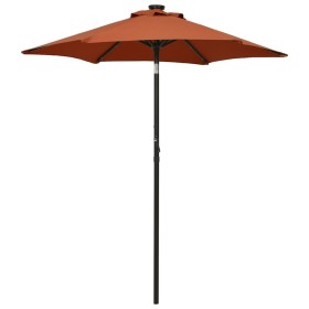 Terracotta aluminum umbrella with LED lights 200x211 cm by , Umbrellas - Ref: Foro24-313562, Price: 69,91 €, Discount: %