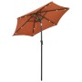 Terracotta aluminum umbrella with LED lights 200x211 cm by , Umbrellas - Ref: Foro24-313562, Price: 69,91 €, Discount: %