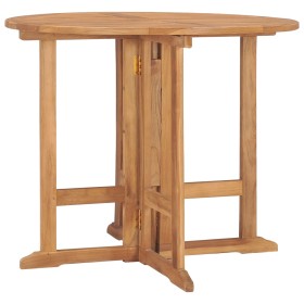 Folding garden dining table teak wood Ø90x75 cm by , Garden tables - Ref: Foro24-315446, Price: 149,10 €, Discount: %