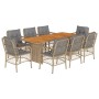 Set comedor de jardín 9 pzas con cojines ratán sintético beige de , Conjuntos de jardín - Ref: Foro24-3212079, Precio: 976,32...