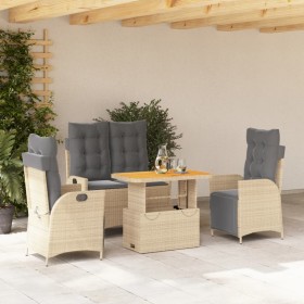 Garten-Essgruppe mit Kissen, 4-teilig, beiges synthetisches Rattan von , Gartensets - Ref: Foro24-3277492, Preis: 557,99 €, R...