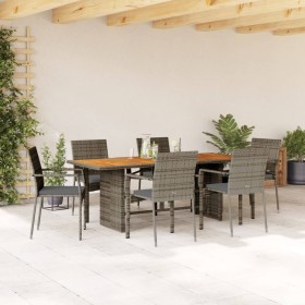 Garden dining set 7 pieces and gray synthetic rattan cushions by , Garden sets - Ref: Foro24-3213504, Price: 538,96 €, Discou...