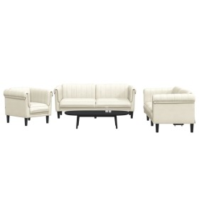 Cream velvet 3-piece sofa set by , Sofas - Ref: Foro24-3209216, Price: 745,99 €, Discount: %