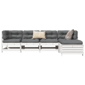 Gartensofa-Set 5-teilig aus massivem weißem Kiefernholz von , Gartensets - Ref: Foro24-3250837, Preis: 369,67 €, Rabatt: %