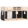 Bunk bed with black and white pine solid wood curtains 90x200 cm by , Beds and slatted bases - Ref: Foro24-3283928, Price: 17...