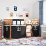 Bunk bed with black and white solid pine wood curtains 90x190 cm by , Beds and slatted bases - Ref: Foro24-3283949, Price: 20...