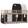 Litera con cortinas madera maciza pino blanco y negro 90x200 cm de , Camas y somieres - Ref: Foro24-3283982, Precio: 190,43 €...