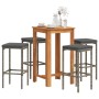 Garden table and stools 5 pcs acacia wood PE rattan gray by , Garden sets - Ref: Foro24-3295271, Price: 234,00 €, Discount: %