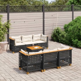 7-teiliges Gartensofa-Set mit schwarzen synthetischen Rattankissen von , Gartensets - Ref: Foro24-3261740, Preis: 578,96 €, R...