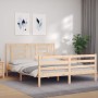 Estructura de cama de matrimonio con cabecero madera maciza de vidaXL, Camas y somieres - Ref: Foro24-3194706, Precio: 143,82...