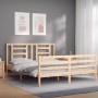 Estructura de cama de matrimonio con cabecero madera maciza de vidaXL, Camas y somieres - Ref: Foro24-3194706, Precio: 143,82...