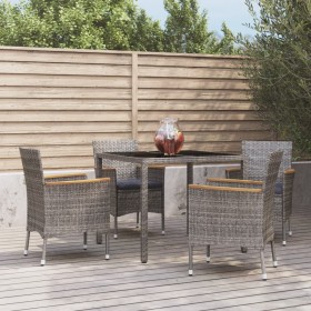 5-piece garden dining set with gray synthetic rattan cushions by , Garden sets - Ref: Foro24-3187381, Price: 336,45 €, Discou...