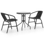 Juego de comedor de jardín de 3 piezas negro de , Conjuntos de jardín - Ref: Foro24-3080087, Precio: 137,54 €, Descuento: %