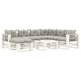 Garden pallet furniture set 8 pieces wood with taupe cushions by , Garden sets - Ref: Foro24-3052404, Price: 739,99 €, Discou...